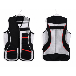 Gilet ball trap noir, blanc et rouge