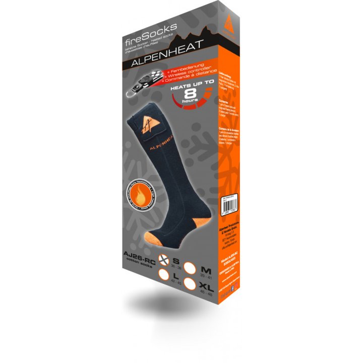 ALPENHEAT chaussettes chauffante coton kit télé-commande