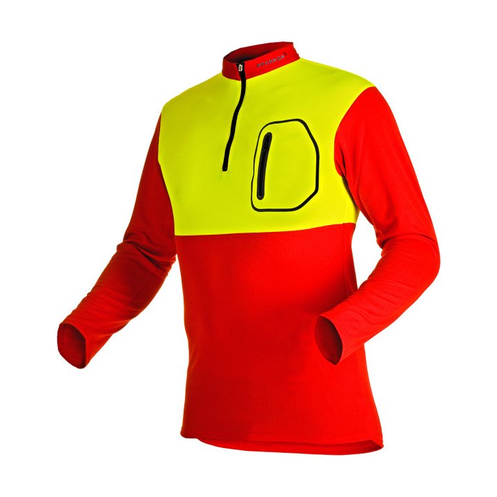 PFANNER T-shirt Zip Rouge/jaune long
