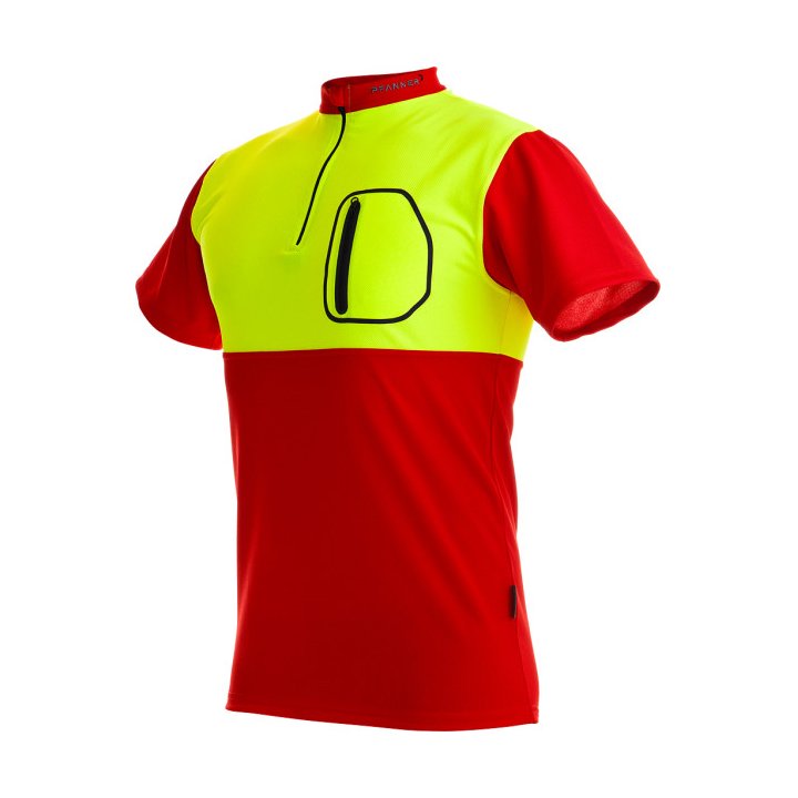 PFANNER T-shirt Zip Rouge/jaune court