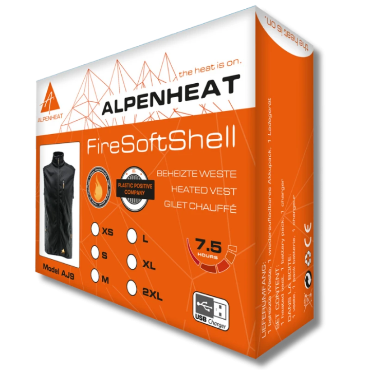 Gilet chauffant Alpenheat AJ9 softshell, 4 niveaux | Espace Chasse